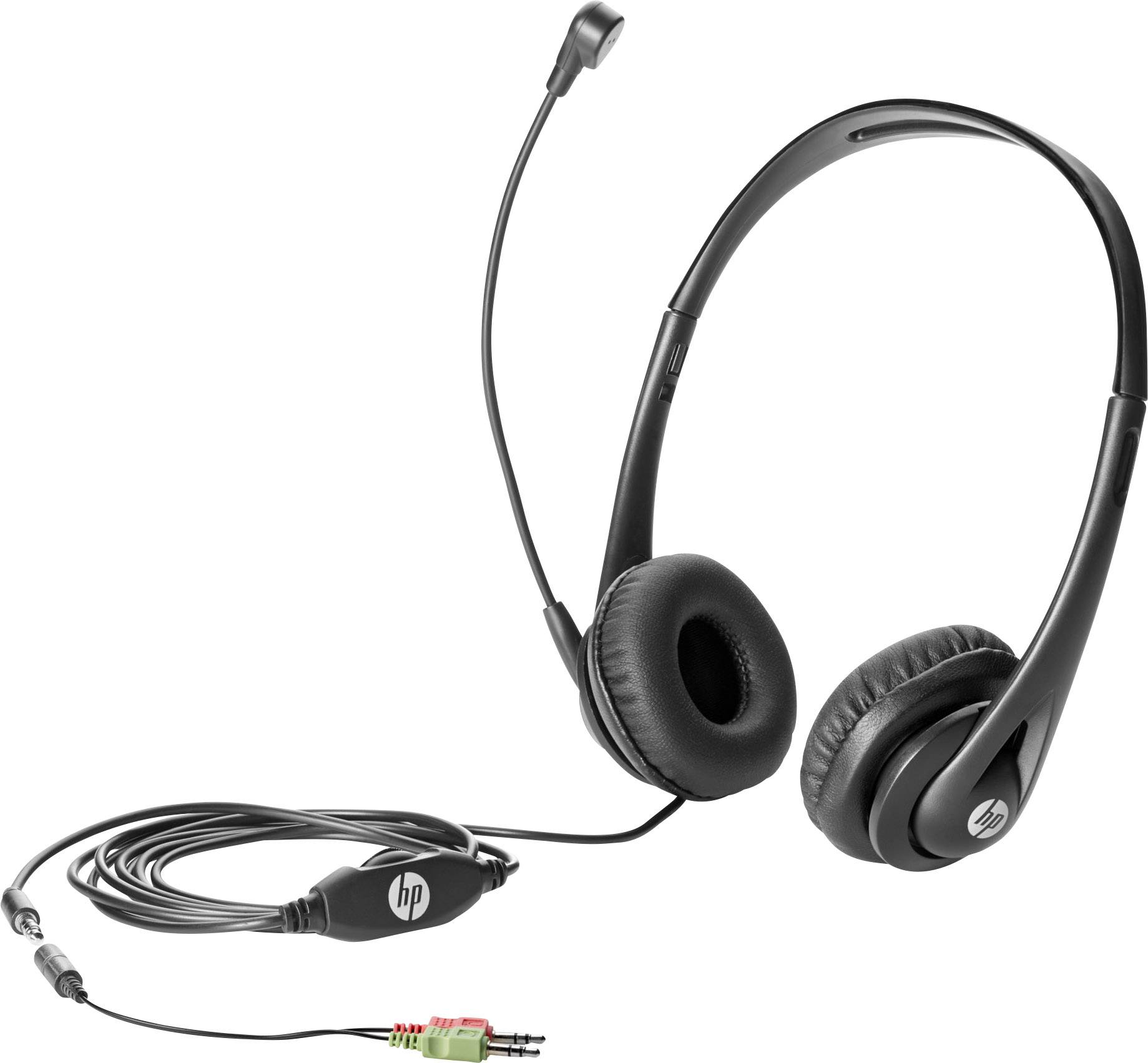 HP Business V2 Micro-casque supra-auriculaire filaire noir Suppression du bruit du microphone volume réglable, mise en sourdine