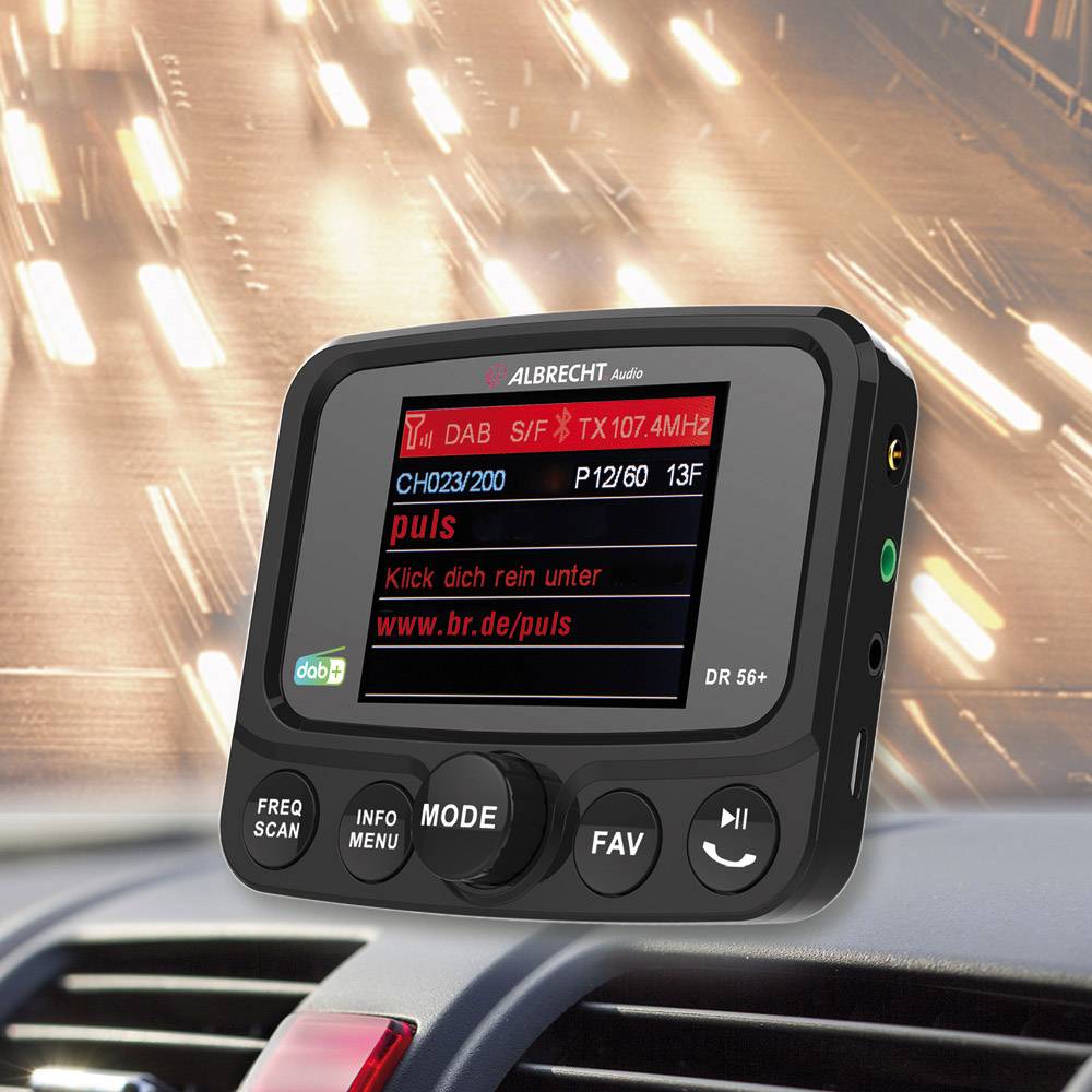 Albrecht DR56+ Récepteur DAB+ Support à ventouse, Diffusion de musique Bluetooth
