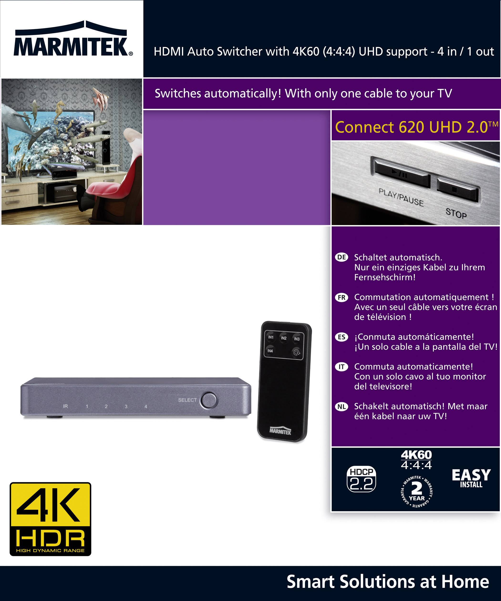 Marmitek Connect 620 UHD 2.0 4 ports Switch HDMI 3840 x 2160 pixels