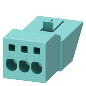 Barrette de connexion tripolaire bleue avec numérotation L1, L2, L3. Utilisée pour les connexions électriques.