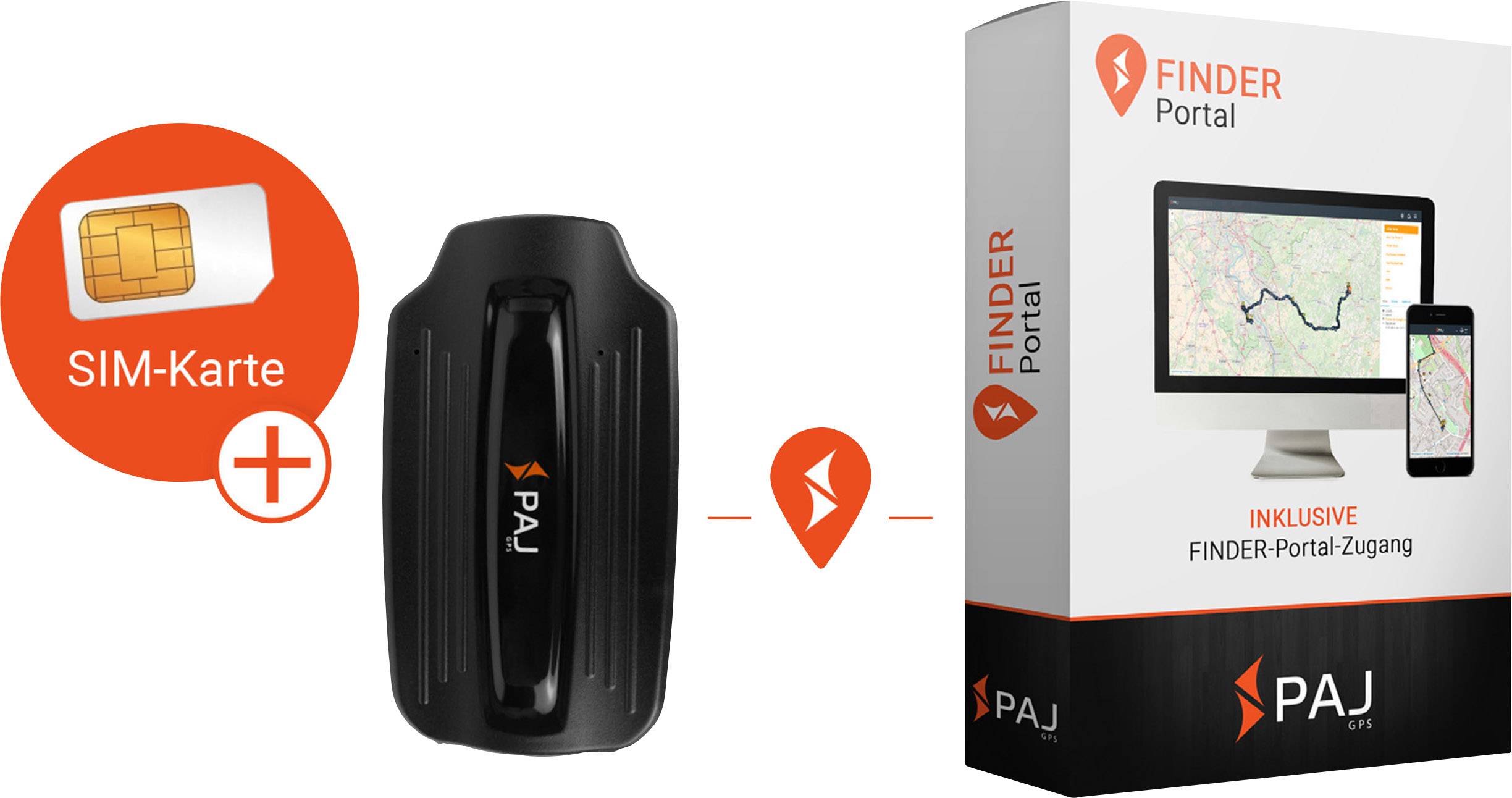 PAJ Komplettset - POWER Traceur GPS traceur de véhicules, traceur multifonction noir