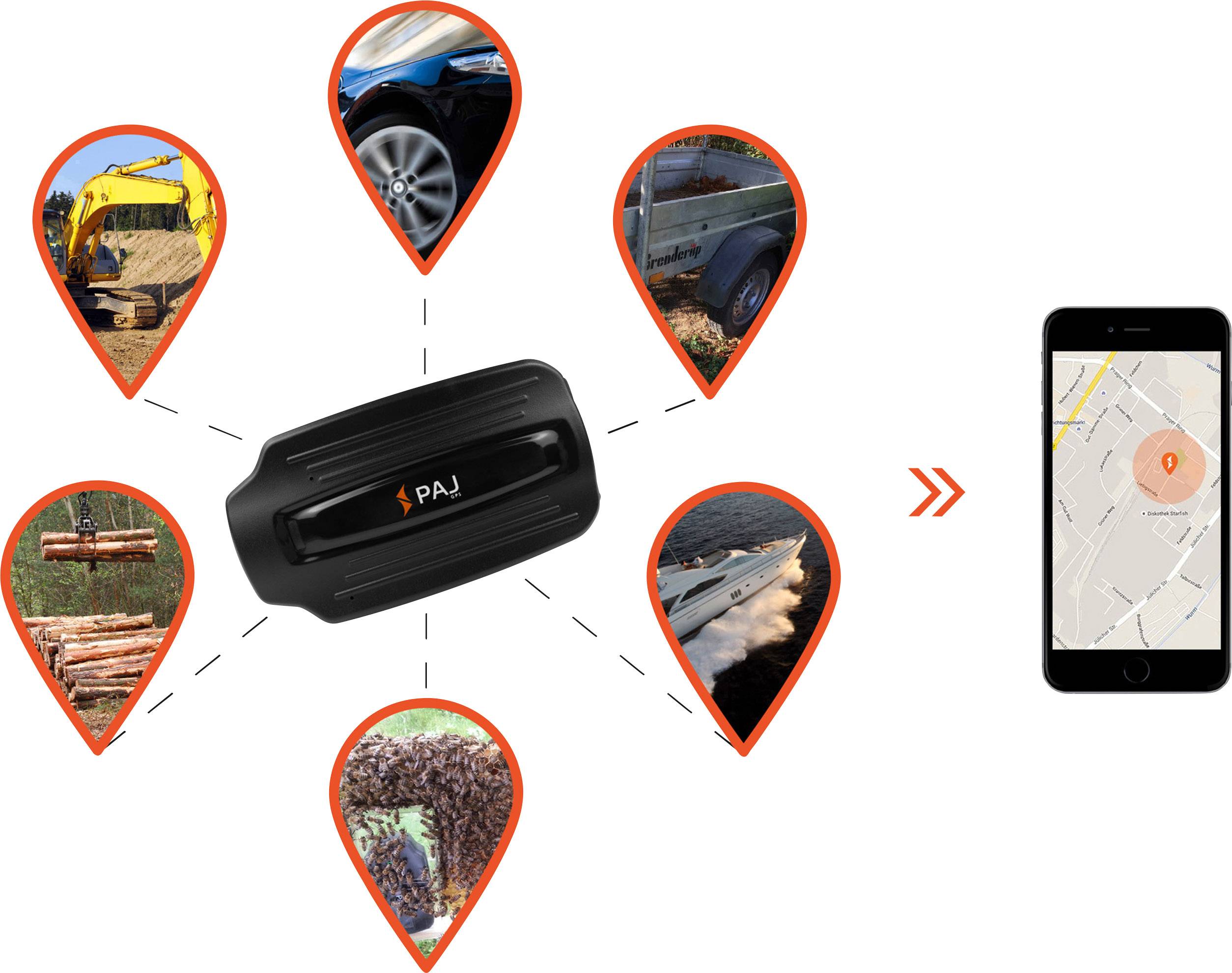 PAJ Komplettset - POWER Traceur GPS traceur de véhicules, traceur multifonction noir