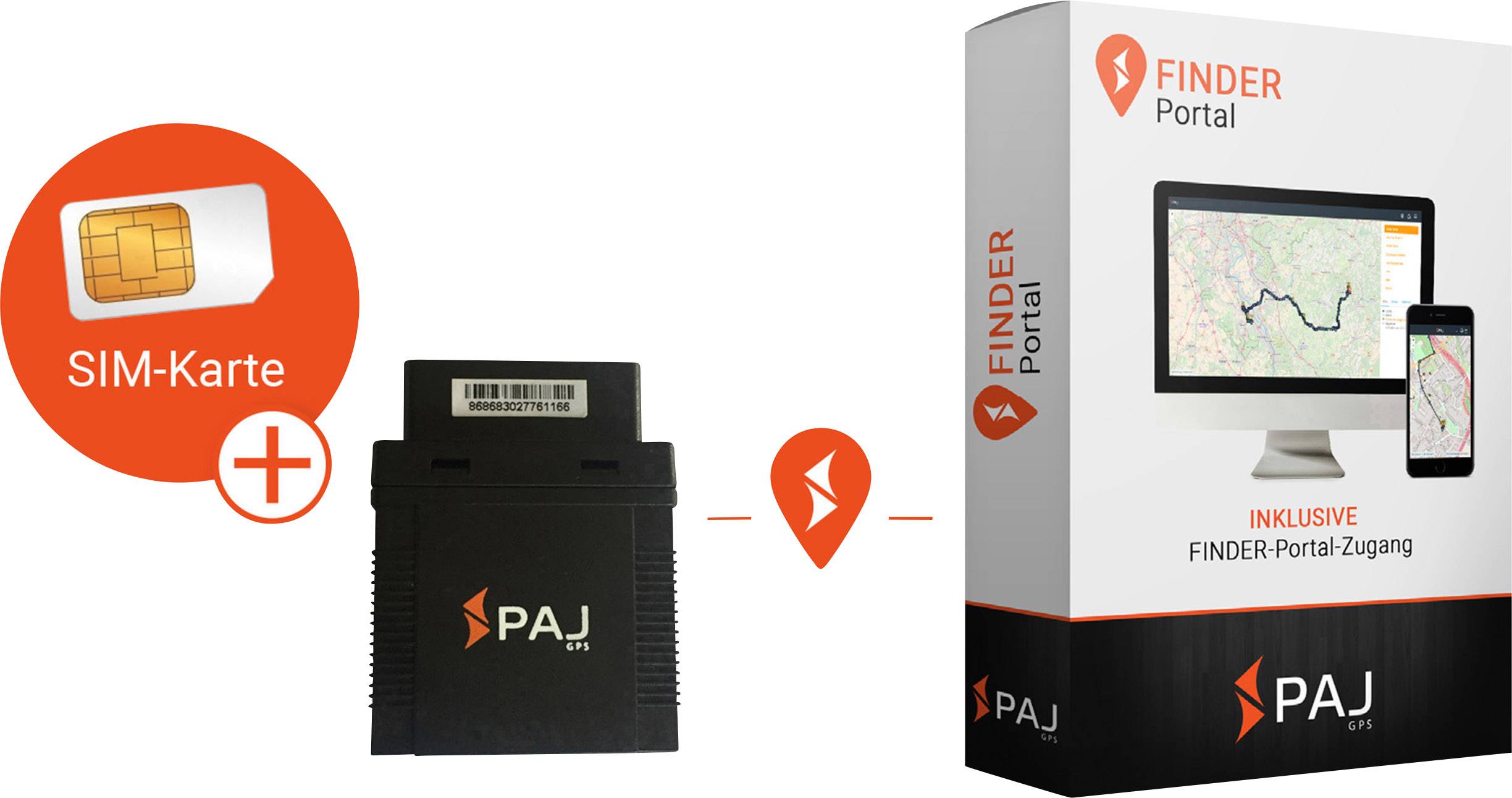 PAJ Komplettset - CAR Traceur GPS traceur de véhicules, traceur multifonction noir