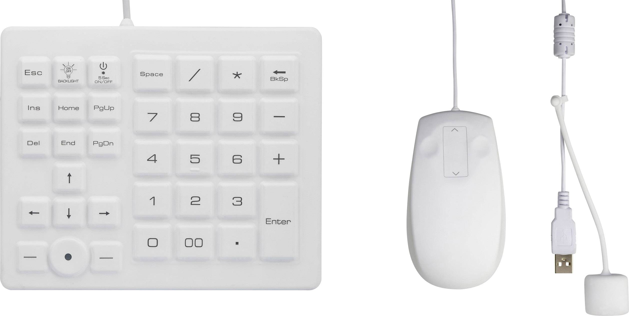 Renkforce USB Kit souris + pavé numérique protégé contre les infiltrations d'eau, protégé contre la poussière, avec trackball noir