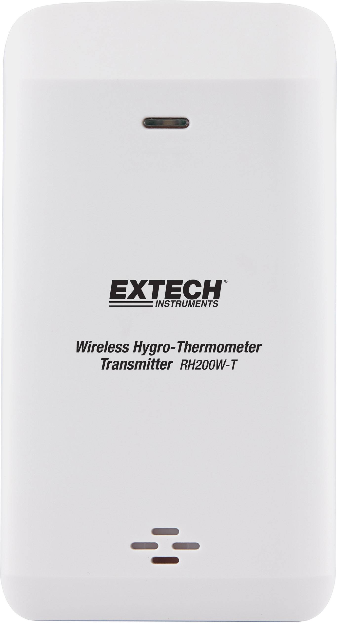 Transmetteur hygro-thermomètre sans fil Extech RH200W-T, un appareil blanc pour la transmission sans fil des données d'humidité et de température.
