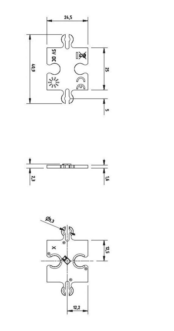 Lumitronix Matrice à LED rouge (L x l x H) 40.90 x 24.50 x 2.30 mm