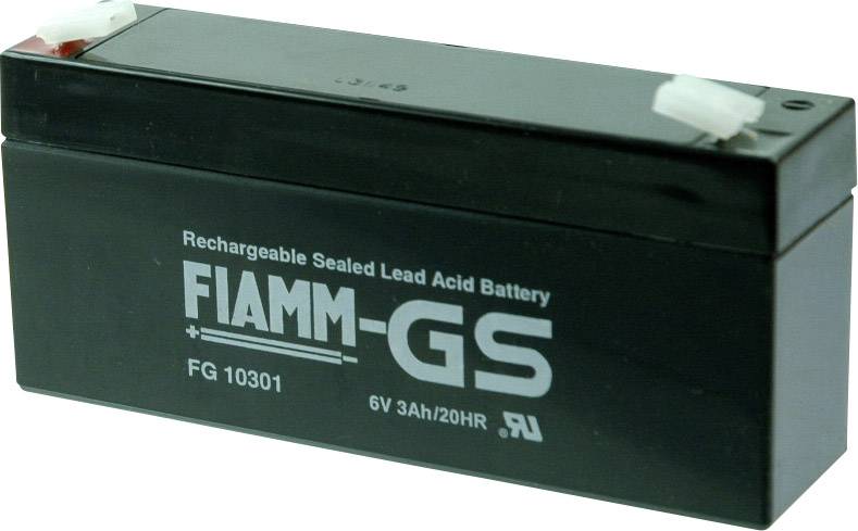 Fiamm PB-6-3 FG10301 Batterie au plomb 6 V 3 Ah plomb (AGM) (l x H x P) 134 x 66 x 33 mm cosses plates 4,8 mm sans entretien