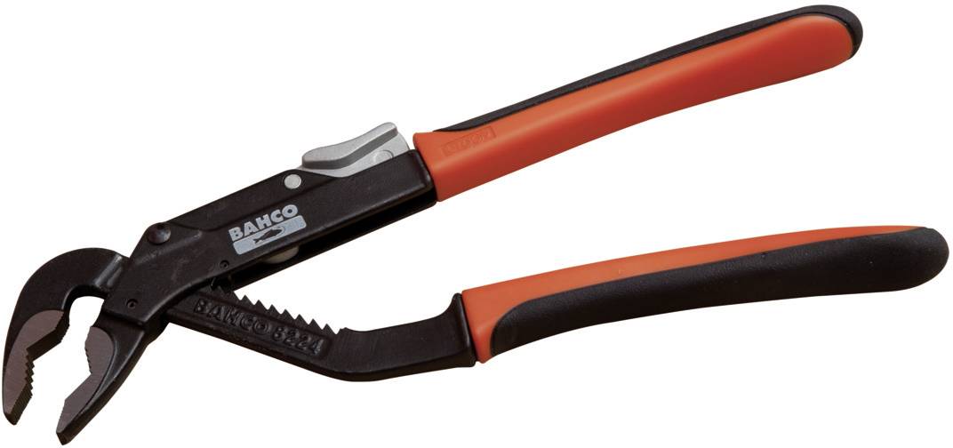 Une pince rouge et noire avec une tête de préhension réglable, adaptée pour maintenir ou faire tourner des objets de différentes tailles.