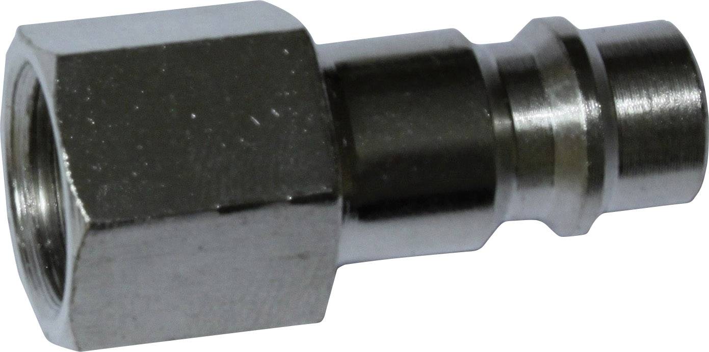 Raccord de tuyau métallique à six pans, typique des systèmes pneumatiques.