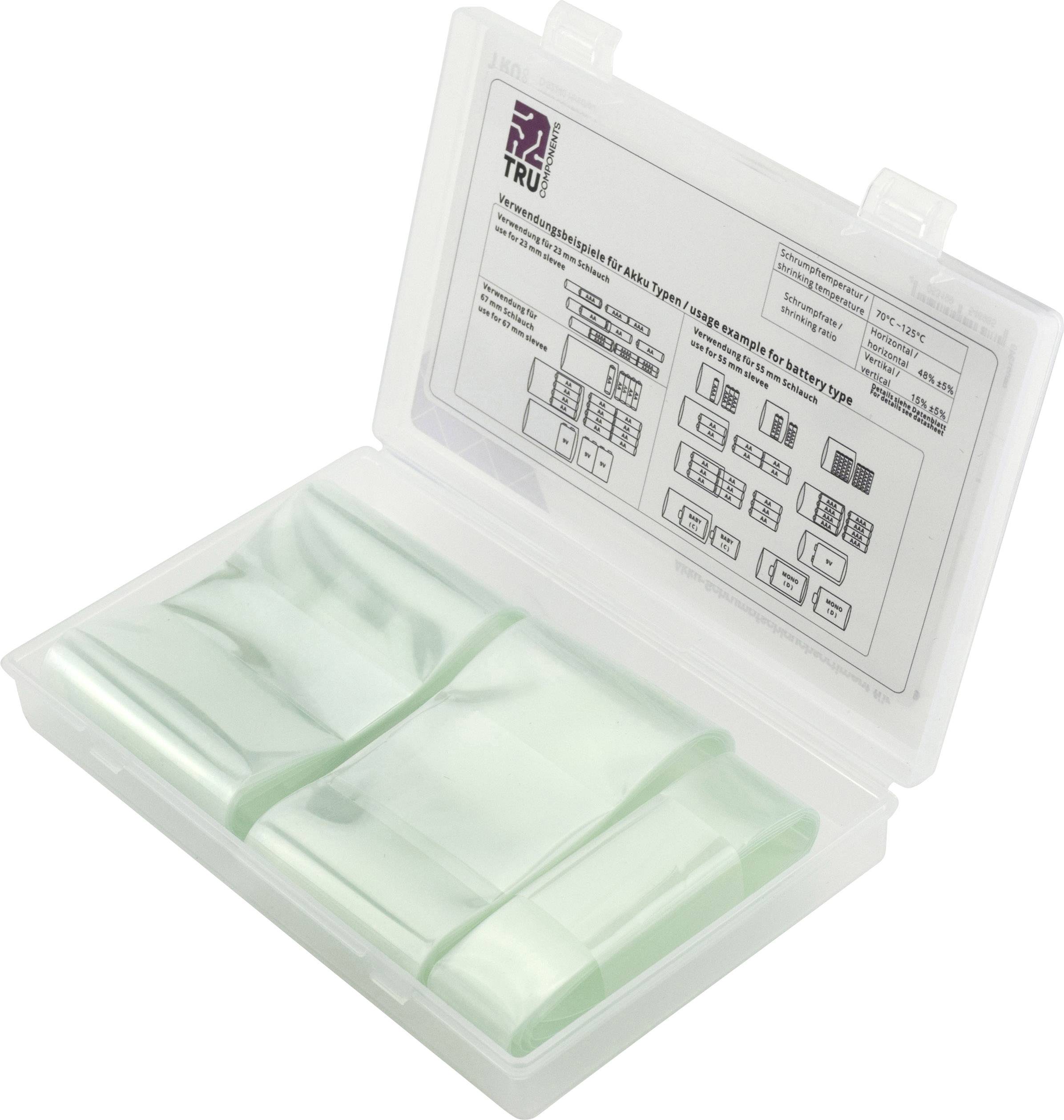 TRU COMPONENTS TC-6793932 Gaine thermorétractable pour batteries sans colle transparent Taux de retreint:2:1 3 parties