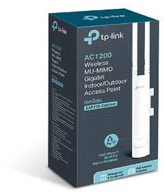 Emballage d'un point d'accès sans fil TP-Link AC1200. Prend en charge MU-MIMO, Gigabit, pour intérieur/extérieur, étanche. Modèle EAP225-Outdoor.