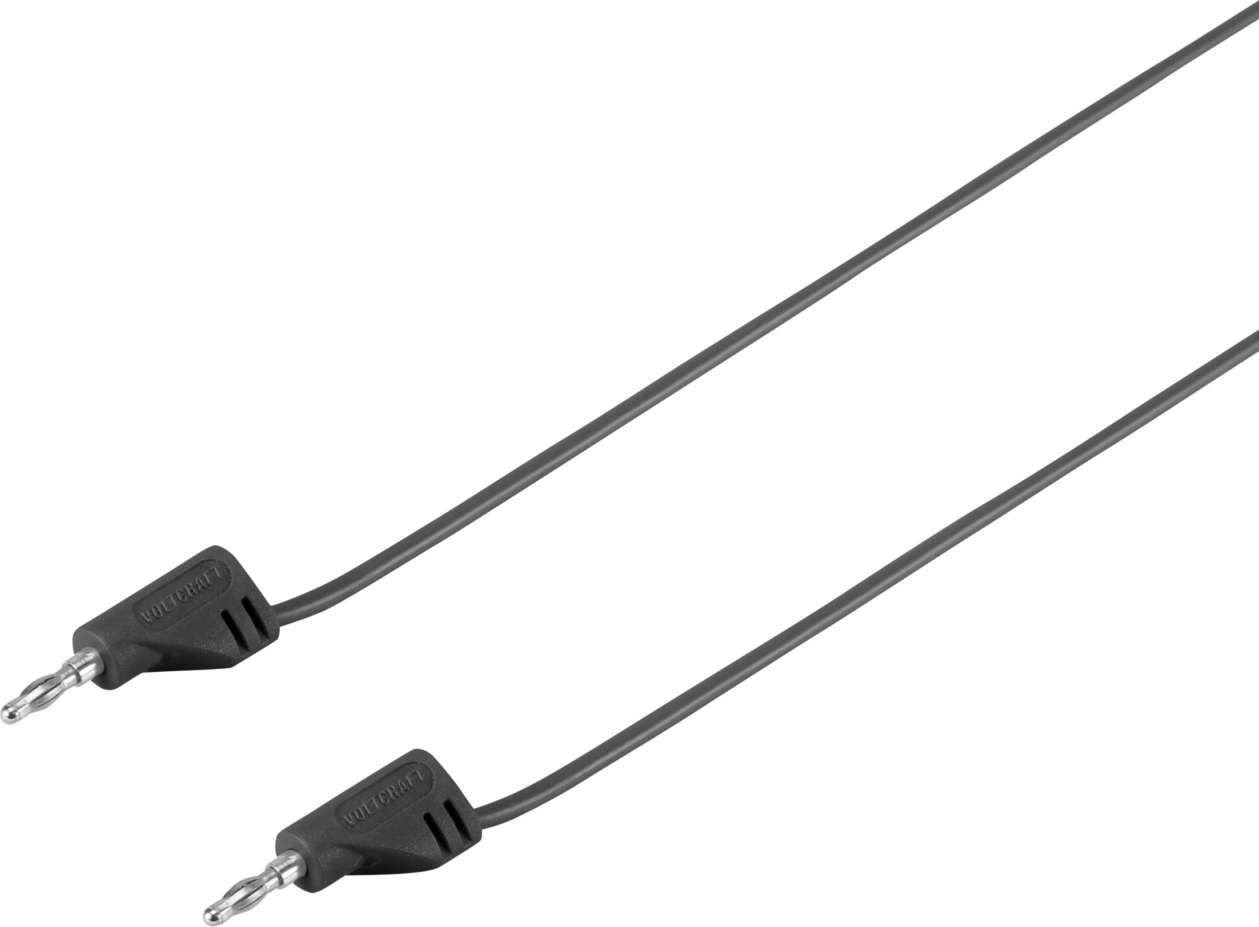 Un câble de casque gris avec deux fiches sur un fond blanc.