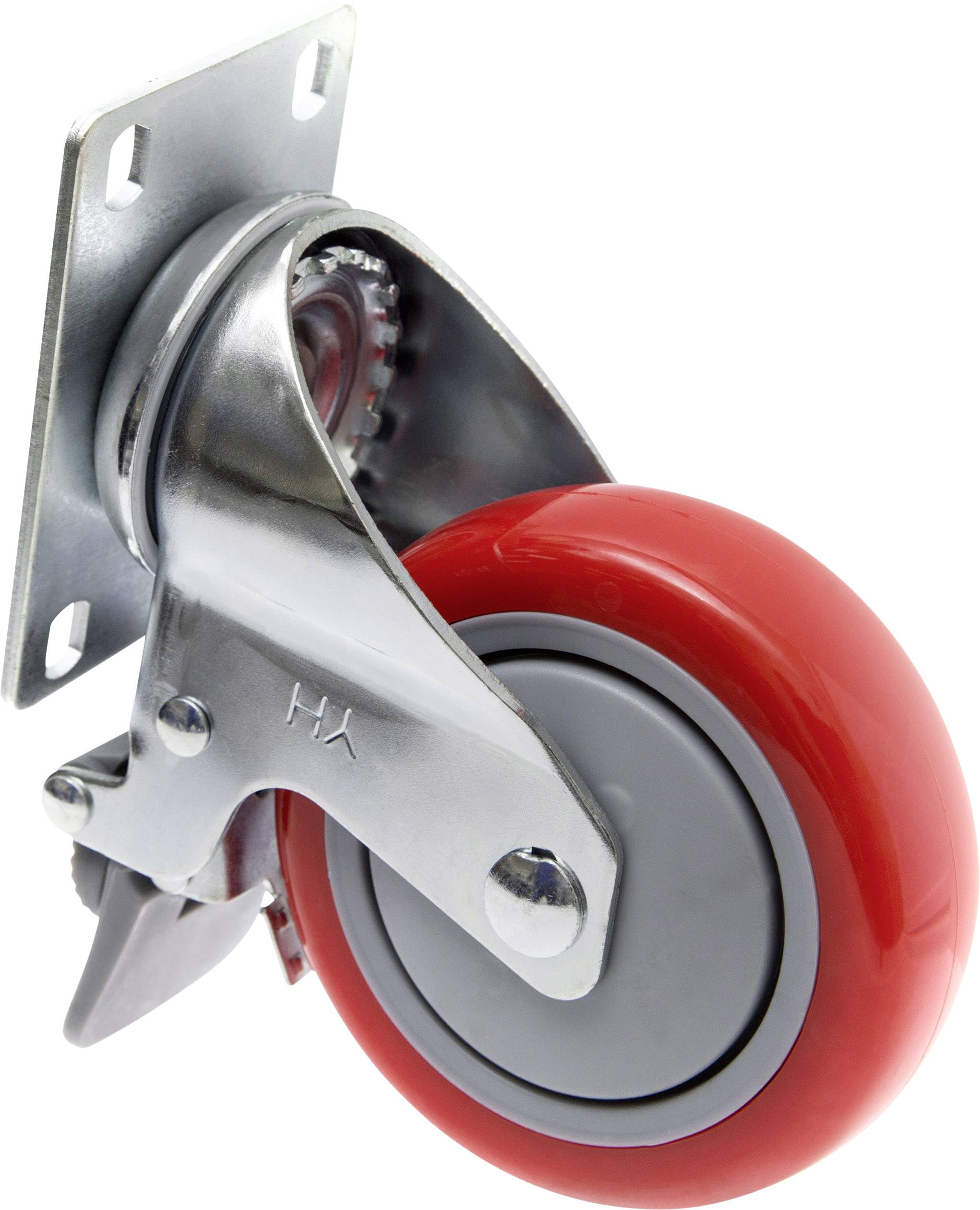 TOOLCRAFT TO-5137956 Roulette pivotante PU 100 mm avec système de blocage et plaque de fixation Capacité de charge (max.): 125 kg