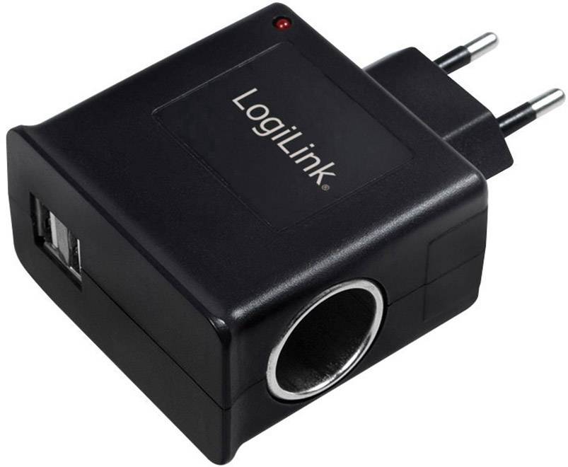 LogiLink Power Adapter Chargeur USB 12 W USB, allume-cigare femelle noir pour prise murale