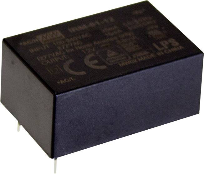 Adaptateur secteur noir avec marquage et deux broches métalliques à la base.