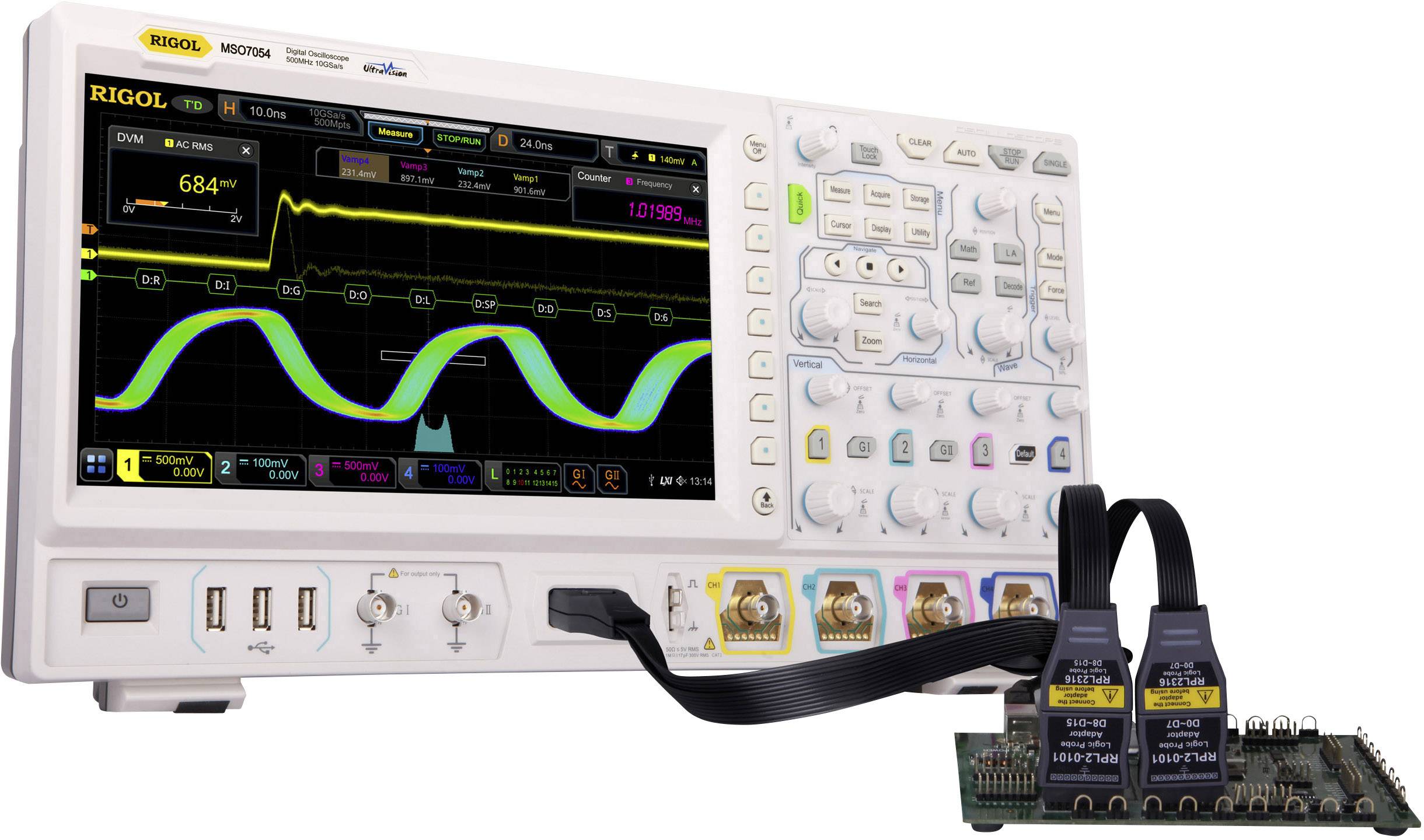 Oscilloscope numérique Rigol DS7014 100 MHz 10 Géch/s 500 Mpts fonctions multimètre