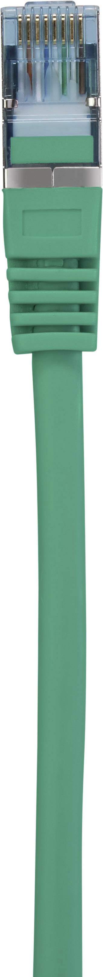 Un câble Ethernet vert avec connecteur RJ45, utilisé pour les connexions réseau.