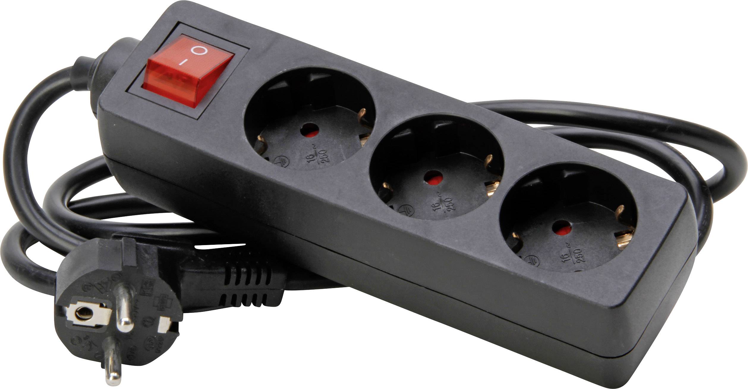 Bloc multiprise avec interrupteur Kopp 129715009 x3 noir contact de protection