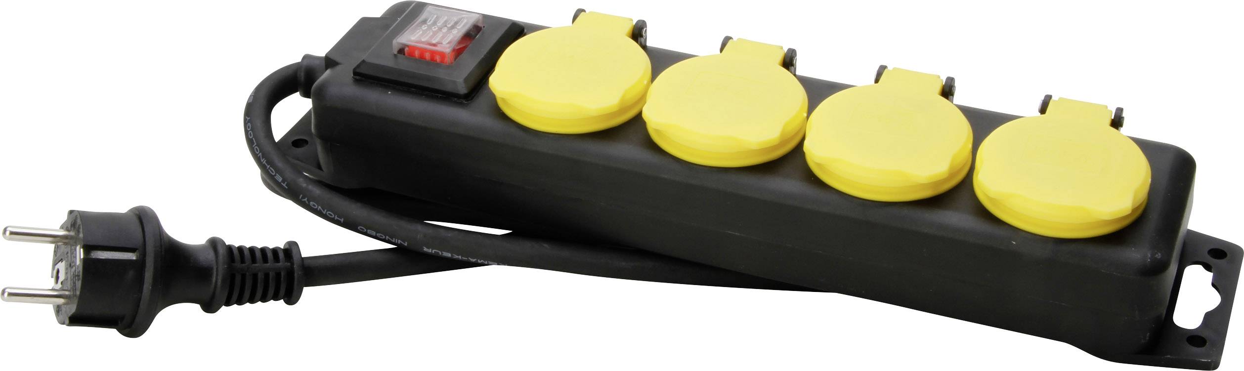 Bloc multiprise avec interrupteur Kopp 223012002 x4 jaune, noir contact de protection 1 pc(s)