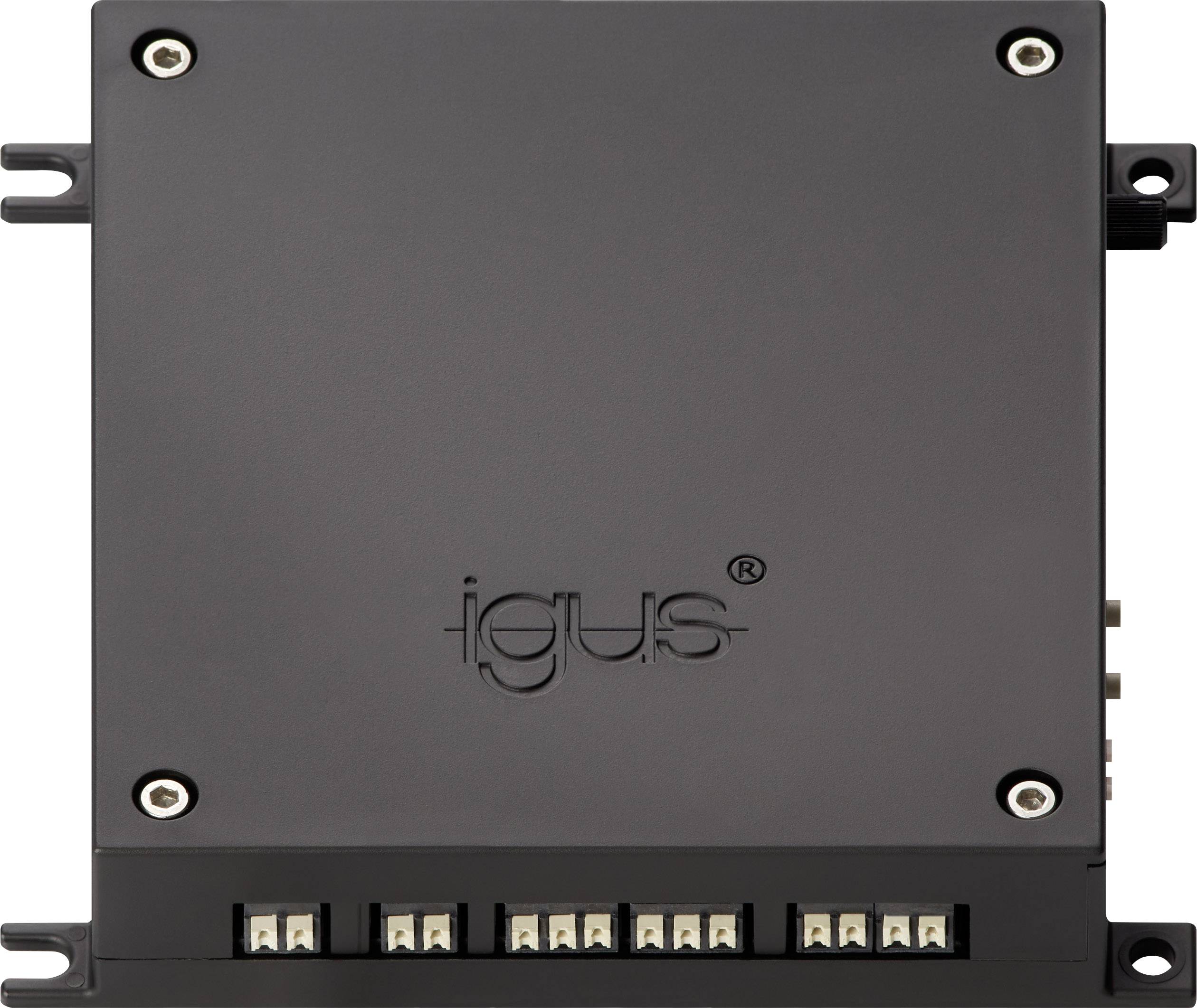 L'illustration montre une unité de commande électronique noire de la marque 'igus', avec plusieurs connecteurs sur sa face inférieure.