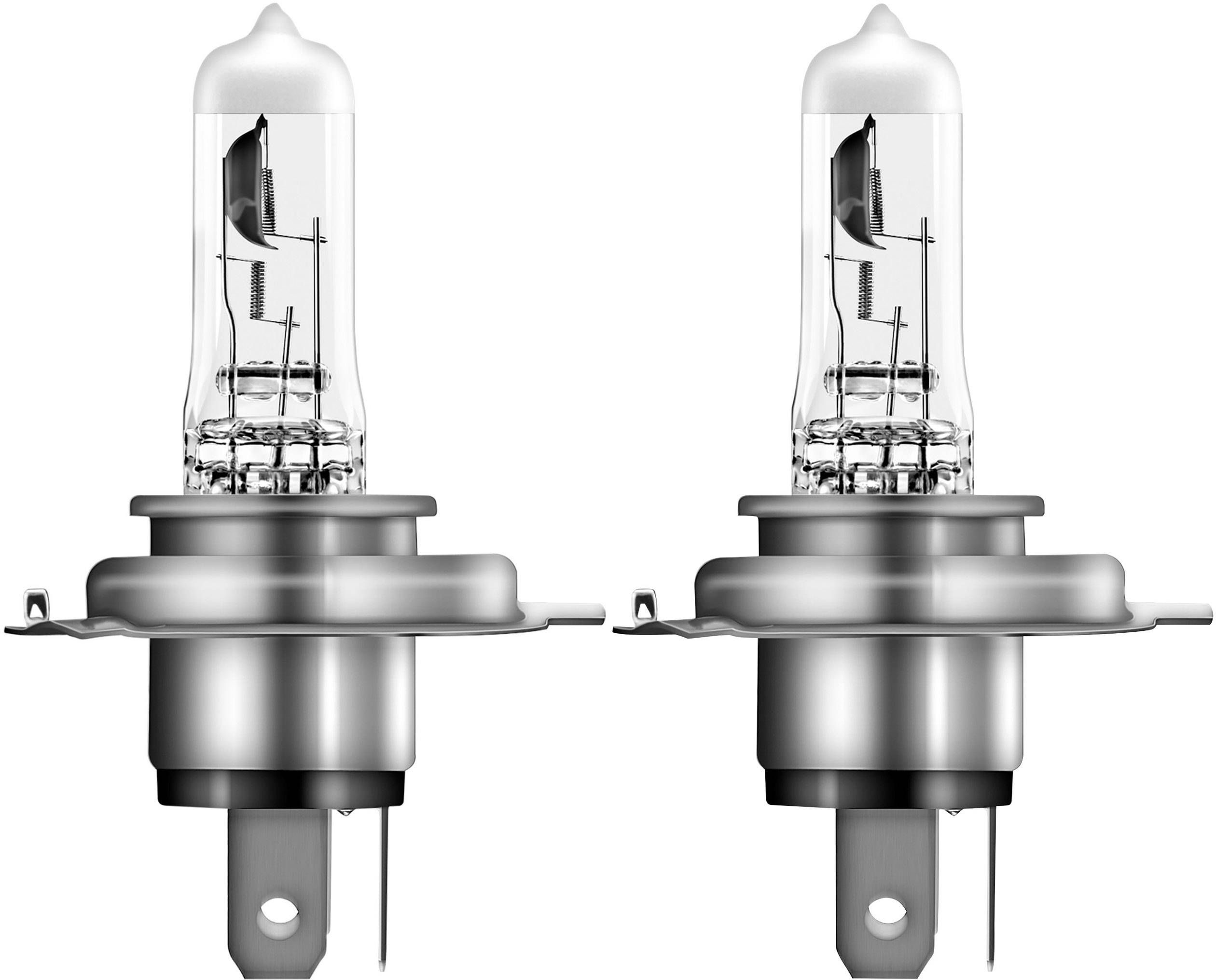 Deux lampes halogènes H7 côte à côte, avec monture argentée, couverture en verre transparente, adaptées à l'éclairage automobile.