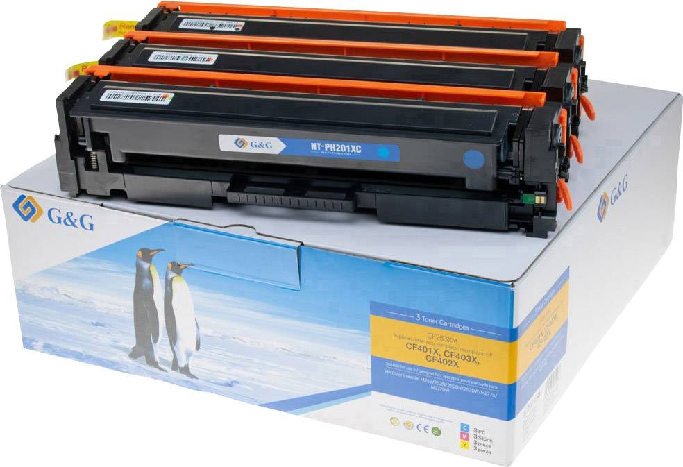 Cassette de toner compatible cyan, magenta, jaune G&G 14995 remplace HP 201X, CF401X, CF402X, CF403X, CF253XM 2300 pages 1 set