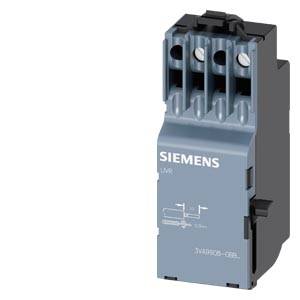 Disjoncteur de protection Siemens en bleu et noir avec trois bornes de connexion en haut et le logo Siemens en blanc sur la face avant.