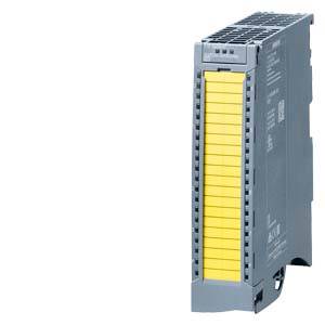 Module électronique étroit et rectangulaire avec façade jaune, probablement un composant industriel tel qu'un module de système de contrôle-commande (automate programmable).