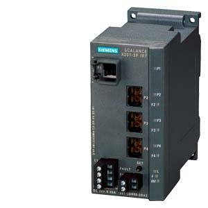 Un commutateur réseau Siemens SCALANCE X201-3P IRT dans un boîtier noir et gris, adapté à la communication industrielle avec plusieurs ports Ethernet.