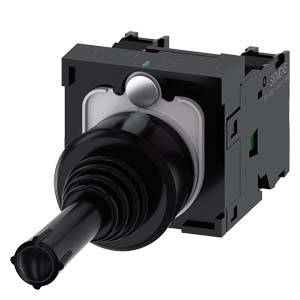 Un commutateur joystick noir, monté dans un boîtier carré, est principalement utilisé dans les systèmes de commande industriels.