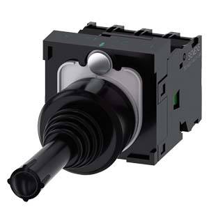 Commutateur de joystick noir avec base carrée et plusieurs bornes de connexion, souvent utilisé pour le contrôle de machines.