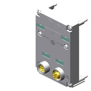 Un connecteur électronique gris avec deux bornes rondes jaunes à l'avant, adapté à l'intégration dans un système plus large.