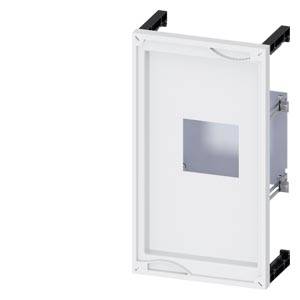 Un cadre rectangulaire avec une petite découpe carrée au centre, entouré d'une bordure blanche.