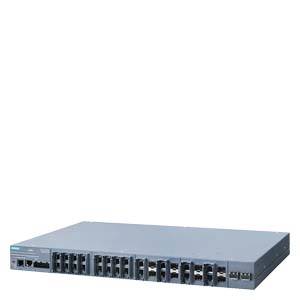 Un commutateur réseau gris avec plusieurs ports Ethernet, adapté pour une utilisation dans les réseaux d'entreprise.