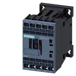 Contacteur industriel Siemens avec façade bleue et inscription 'Siemens SIRIUS' ; plusieurs bornes de connexion visibles.
