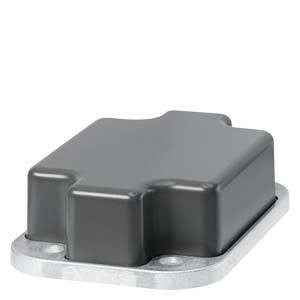 Un conteneur rectangulaire gris en plastique reposant sur une base métallique.