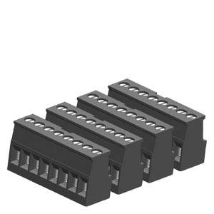Quatre barrettes de connexion noires empilées avec plusieurs trous de raccordement. Principalement utilisées pour les connexions électroniques.