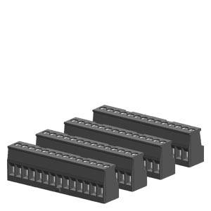 Une illustration de quatre clips en plastique noir rectangulaires empilés en deux rangées.