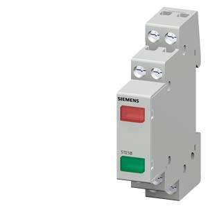 Un disjoncteur Siemens avec deux voyants lumineux. Le voyant supérieur est rouge, l'inférieur est vert.