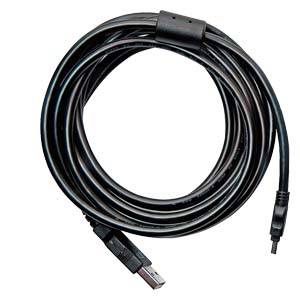 Câble USB noir enroulé. Les deux extrémités visibles : connecteur USB et connecteur micro-USB.
