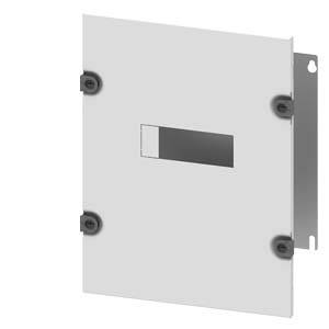 Plaque métallique avec découpe rectangulaire et quatre points de fixation aux angles. Utilisée pour couvrir ou protéger.