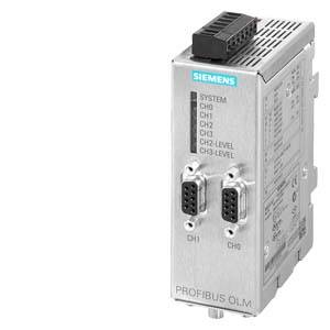 Un dispositif industriel Siemens avec plusieurs connexions et un affichage en façade, étiqueté 'PROFIBUS OLM'.