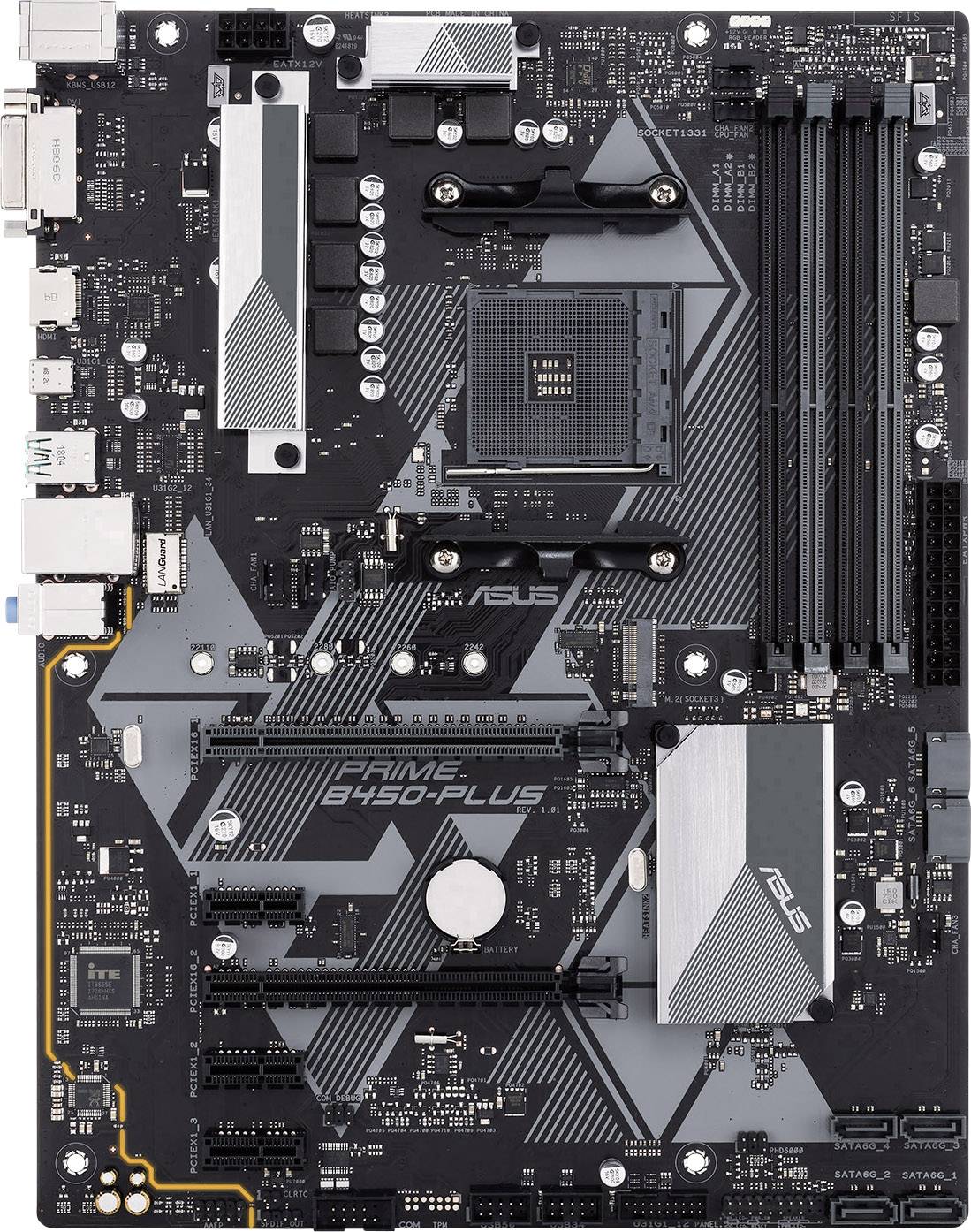 Asus Prime B450-Plus Carte mère Socket (PC) AMD AM4 Facteur de forme (détails) ATX Chipset de la carte mère AMD® B450