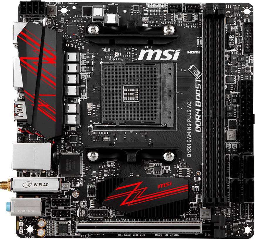 MSI Gaming B450i Gaming Plus AC Mainboard Sockel AMD AM4 Formfaktor Mini-ITX Mainboard-Chipsatz AMD