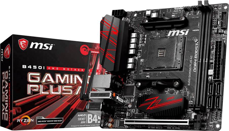 MSI Gaming B450i Gaming Plus AC Mainboard Sockel AMD AM4 Formfaktor Mini-ITX Mainboard-Chipsatz AMD