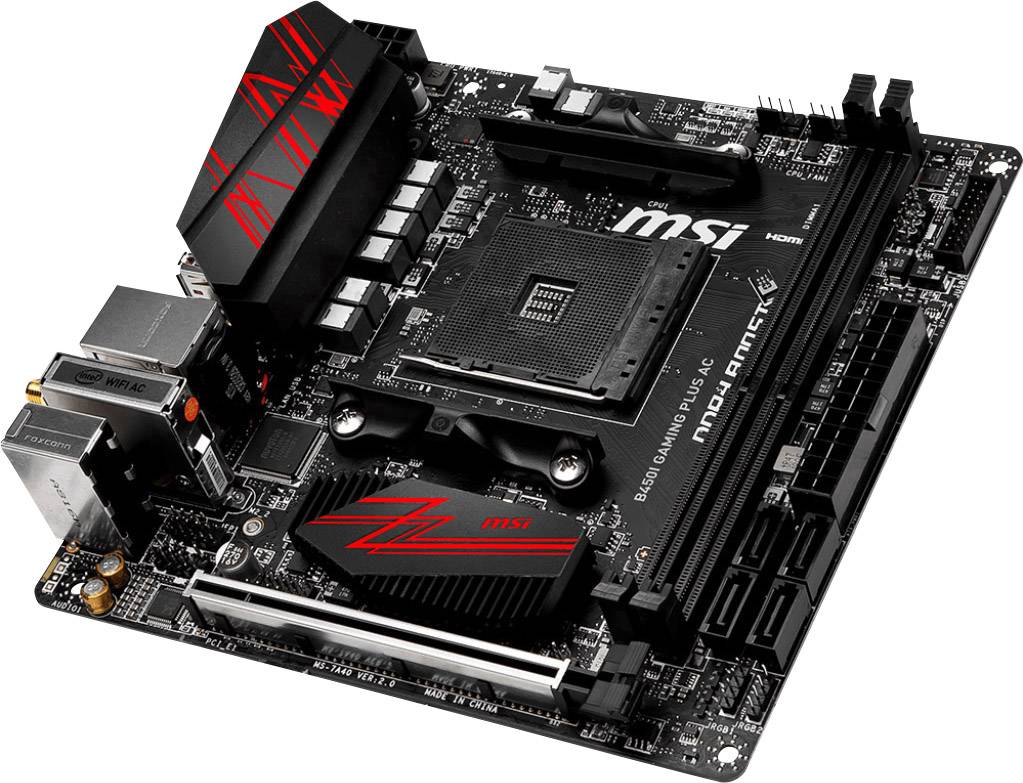 MSI Gaming B450i Gaming Plus AC Mainboard Sockel AMD AM4 Formfaktor Mini-ITX Mainboard-Chipsatz AMD