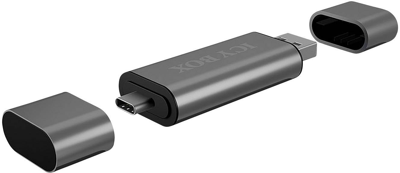 ICY BOX Lecteur de carte mémoire externe USB-C®, USB 3.1 (Gen 1), Micro USB 2.0 anthracite