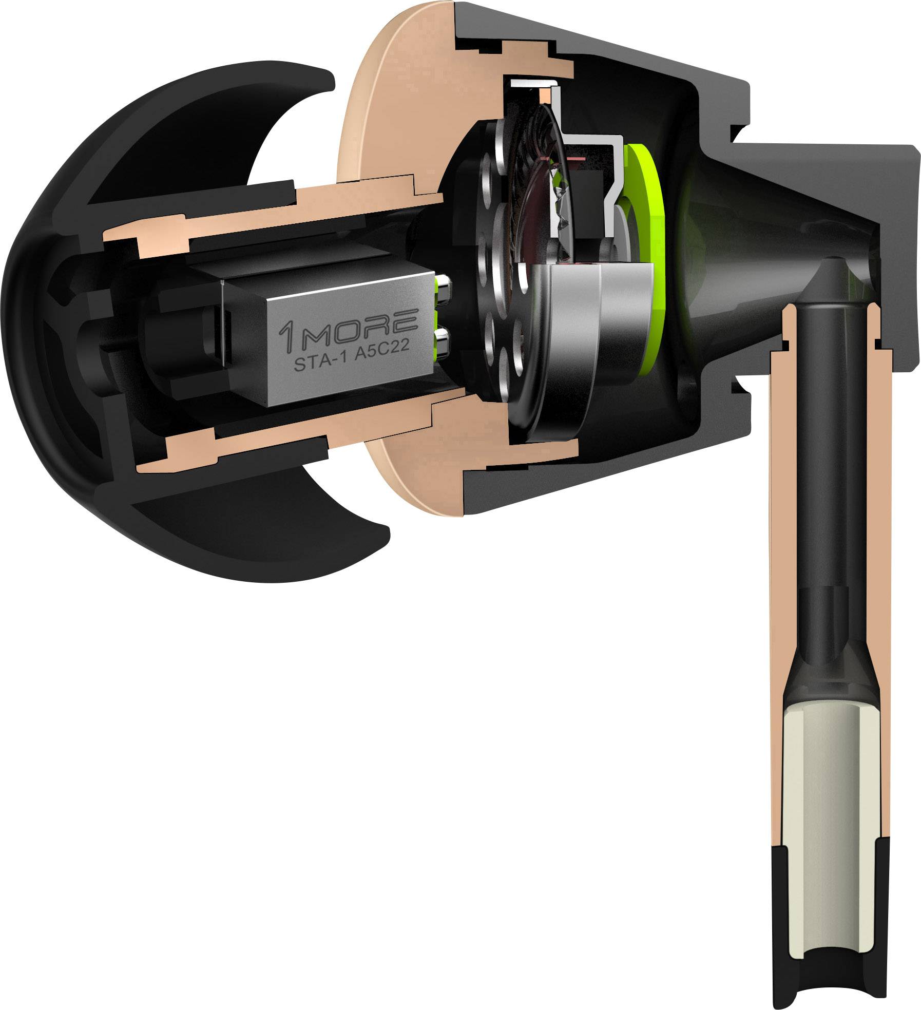 1more E1001 Triple Driver Hi-Fi Écouteurs intra-auriculaires intra-auriculaire micro-casque or