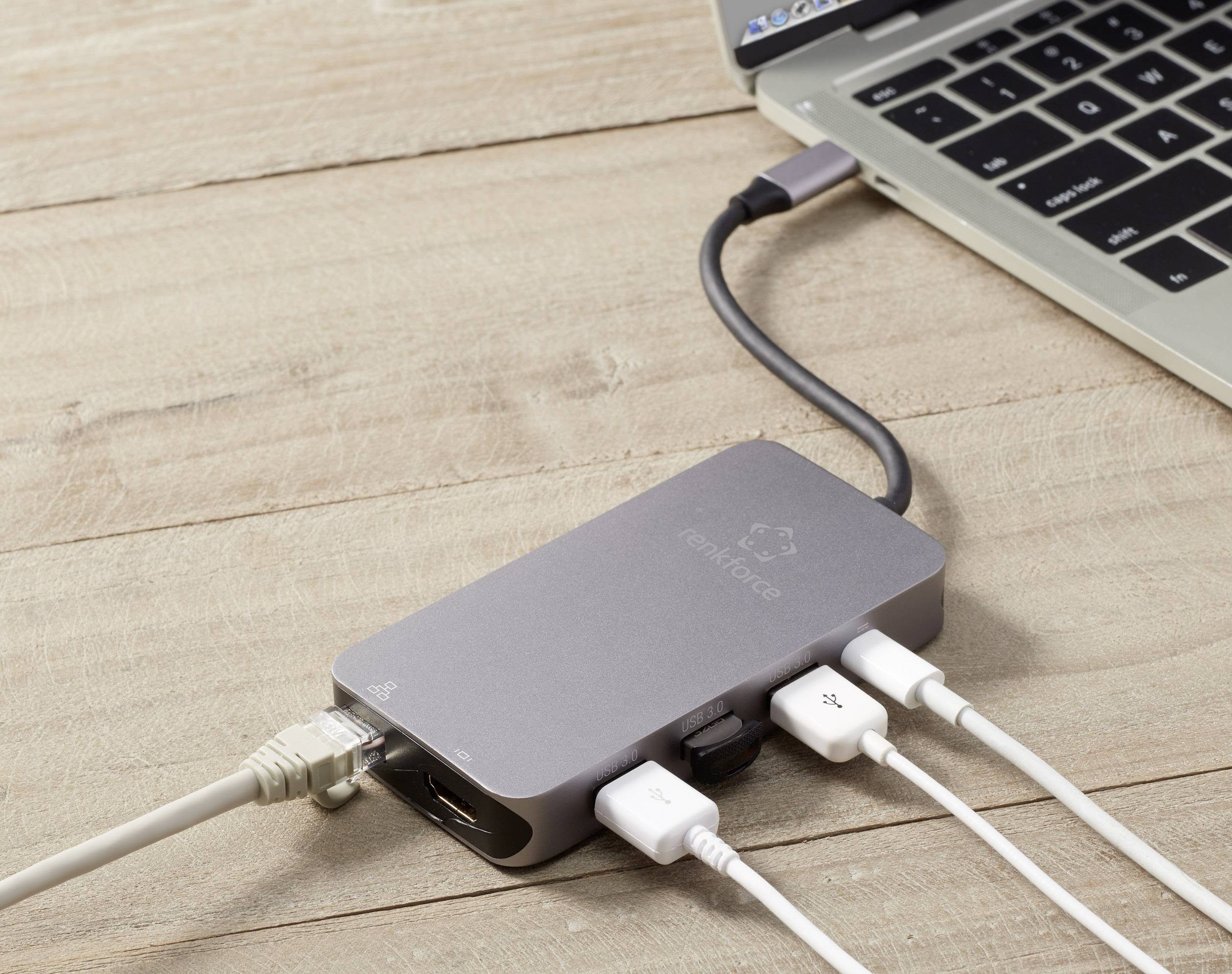 Renkforce USB-C™ 9-in-1 Dock 60 W Station d'accueil pour PC portable USB-C™ Adapté aux marques (stations d'accueil pour