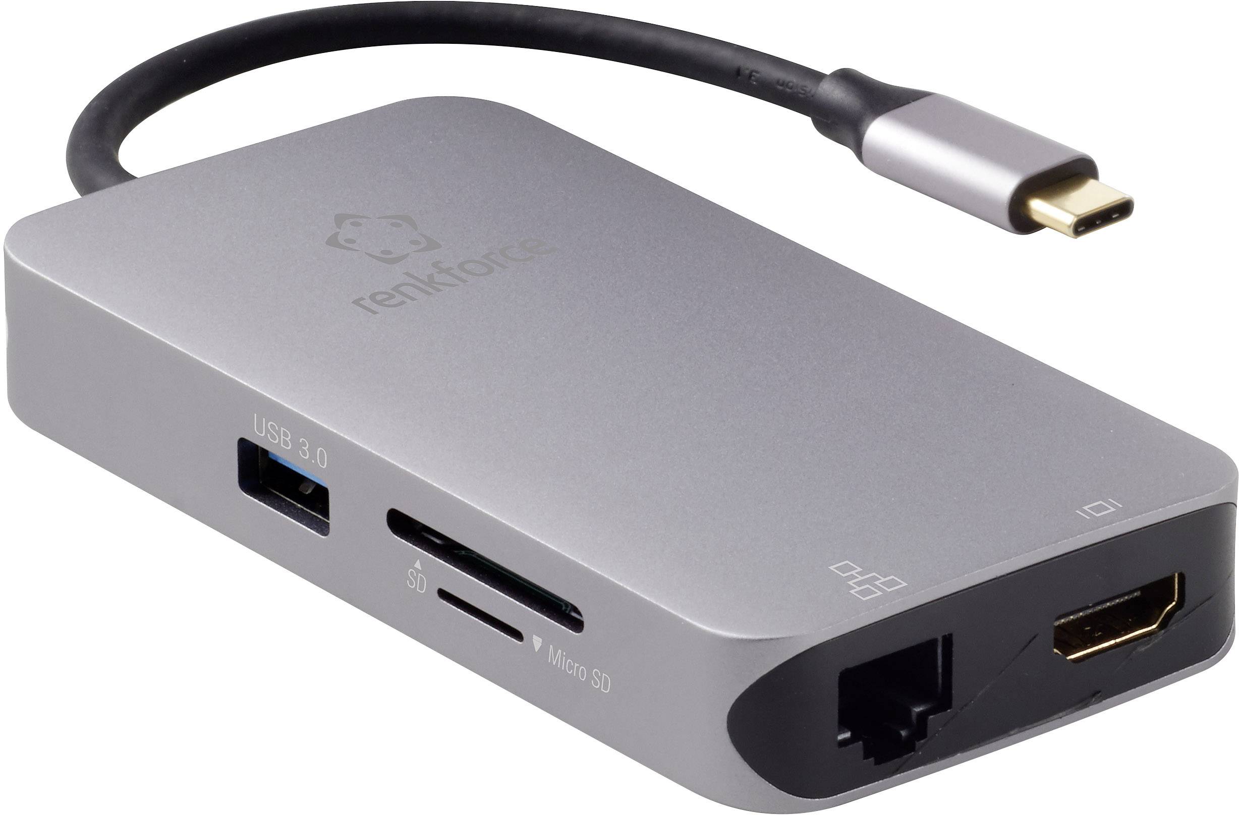 Renkforce USB-C™ 9-in-1 Dock 60 W Station d'accueil pour PC portable USB-C™ Adapté aux marques (stations d'accueil pour